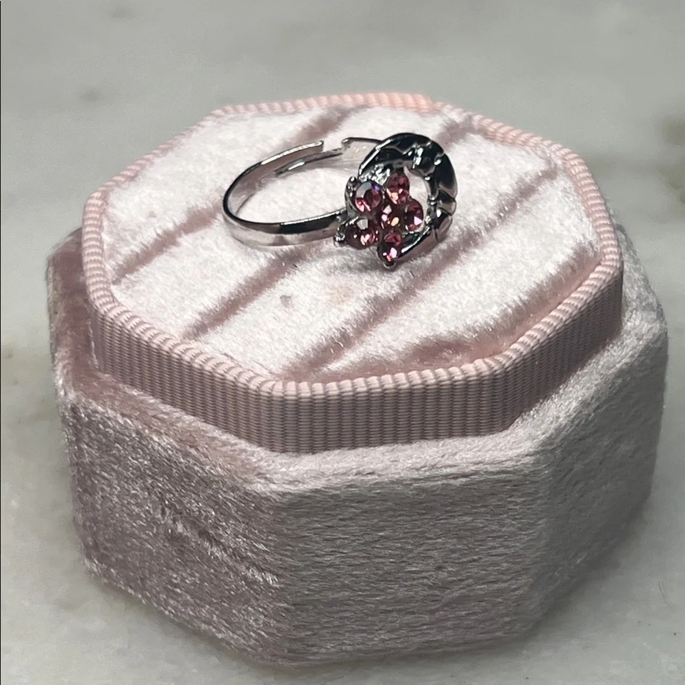 Artisan Pink Cluster Flower Moon Ring